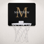 Personalised Name Monogram Black Mini Basketball Hoop<br><div class="desc">Create your own personalised black round basketball hoop with your custom name and monogram.</div>