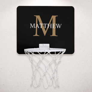 Personalised Name Monogram Black Mini Basketball Hoop