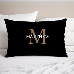 Personalised Name Monogram Black Pillowcase