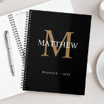 Personalised Name Monogram Black Planner<br><div class="desc">Create your own personalised black round planner with your custom name and monogram.</div>