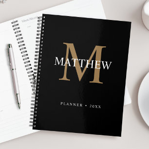 Personalised Name Monogram Black Planner