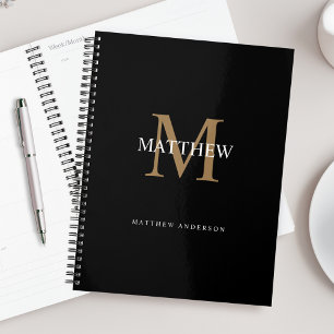 Personalised Name Monogram Black Planner