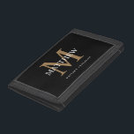 Personalised Name Monogram Black Trifold Wallet<br><div class="desc">Create your own personalised black round trifold wallet with your custom name and monogram.</div>