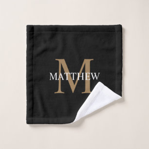 Personalised Name Monogram Black Wash Cloth