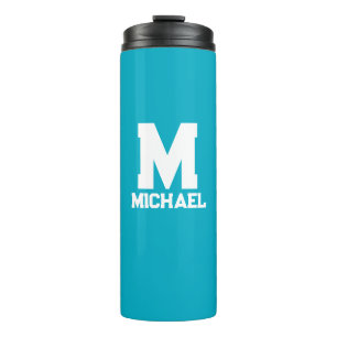 Personalised Name Monogram Blue Logo Thermal Tumbler