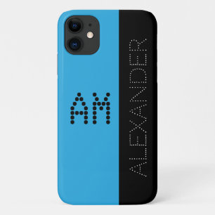 Personalised Name & Monogram Chic Font Blue Black Case-Mate iPhone Case