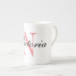 Personalised name monogram custom porcelain bone china mug<br><div class="desc">Personalised name monogram custom porcelain Bone China Mug. Add your own name or text. Elegant cup for men and women. Classy Birthday or Christmas gift idea for him or her. Make one for friends, family, coworker, colleague, boss, coffee lover, mum, dad, employee, teacher, coach etc. Customisable colours. Handy for home...</div>