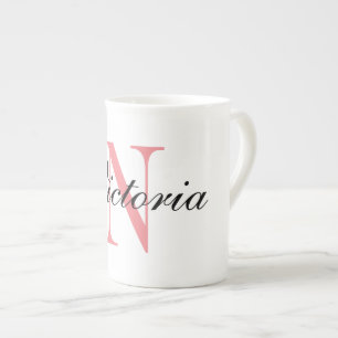 Personalised name monogram custom porcelain bone china mug