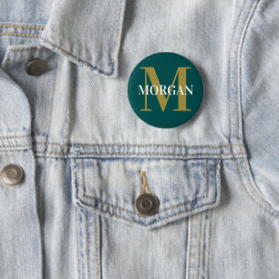 Personalised Name Monogram Dark Teal 6 Cm Round Badge