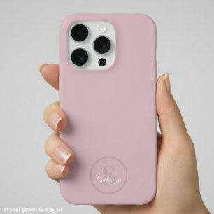 Personalised Name Monogram Dusty Rose iPhone 15 Pro Case
