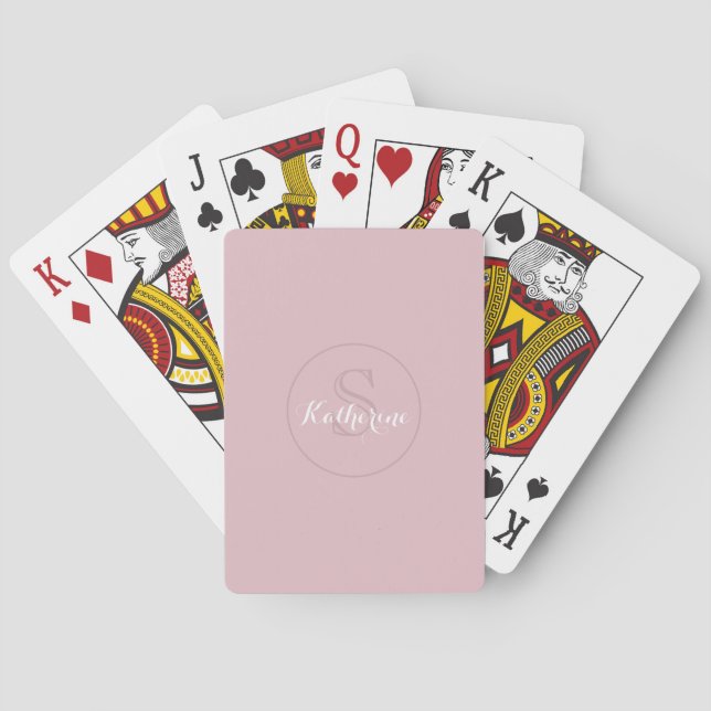Personalised Name Monogram Dusty Rose Playing Cards (Back)