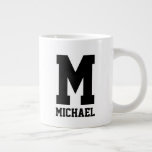 Personalised name monogram extra large coffee mug<br><div class="desc">Personalised name monogram extra large Giant Coffee Mug. Big black and white cup with monogrammed name initial letter. Custom gift for him or her. Make one for dad, husband, father, grandpa, uncle, brother, friend, co worker, boss, boyfriend, son, mum, sister, etc. Great for Birthday or Father's day!</div>