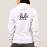 Personalised name monogram fleece hoodie for women<br><div class="desc">Personalised name monogram fleece hoodie for women. Personalizable colours and text. Elegant script typography with vintage initial letter. Cute gift idea for bride and bridesmaids at wedding party,  bridal shower,  bachelorette etc.</div>