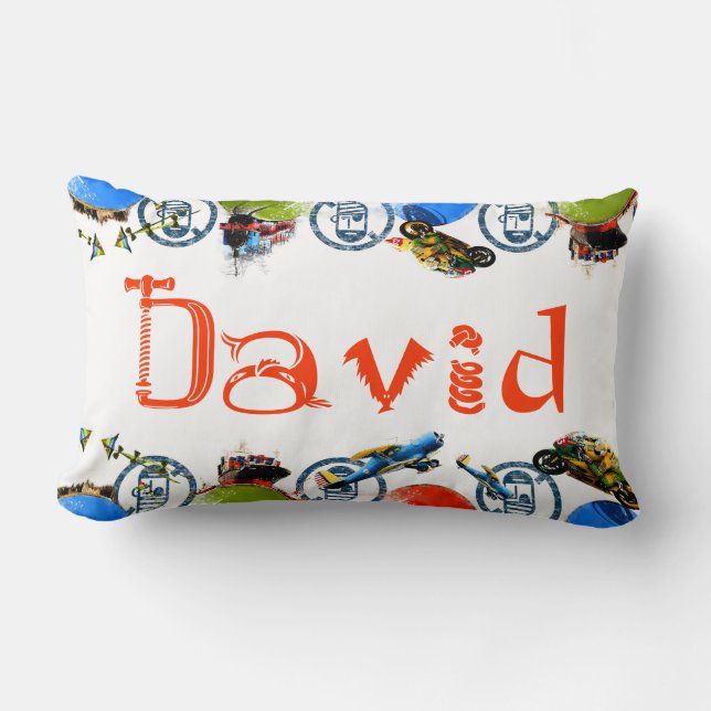 Personalised Name Monogram for David/Boys Lumbar Cushion (Front)