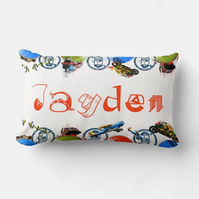 Personalised Name Monogram for Jayden/Boys Lumbar Lumbar Cushion (Front)