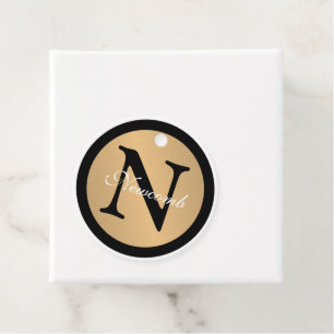 Personalised Name Monogram Gold Metallic Button Favour Tags