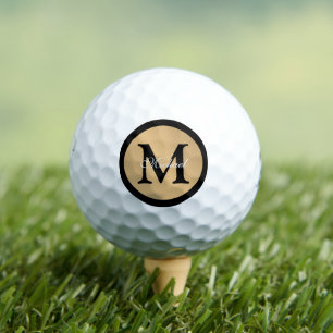 Personalised Name Monogram Gold Metallic Button  Golf Balls