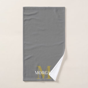 Personalised Name Monogram Grey  Hand Towel