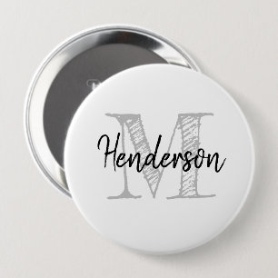 Personalised name monogram huge size round button