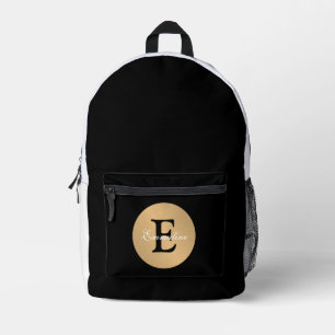 Personalised Name Monogram in Circle Button Cutout Printed Backpack