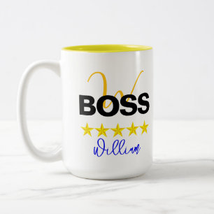 Personalised Name & Monogram Initial Custom Boss Two-Tone Coffee Mug