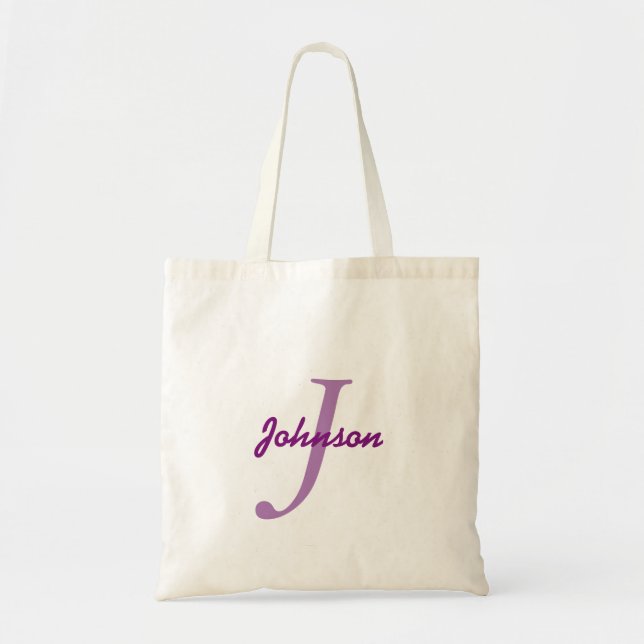 Personalised name monogram lavender purple tote bag (Front)