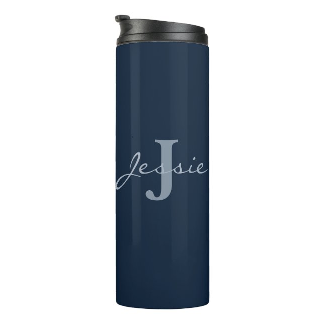Personalised Name Monogram Lotus Painting Thermal Tumbler (Rotated Right)