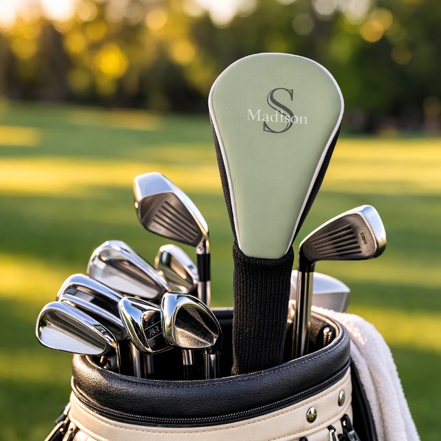 Personalised Name Monogram Olive Green Black Golf Head Cover (Creator Uploaded)