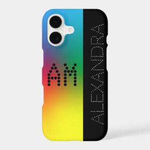Personalised Name & Monogram On Rainbow & Black