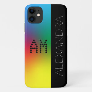 Personalised Name & Monogram On Rainbow & Black Case-Mate iPhone Case