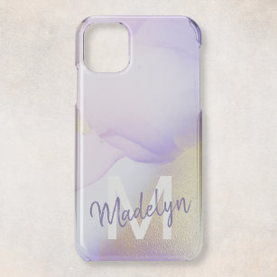 Personalised Name Monogram Purple Watercolor Luxe iPhone 11 Case