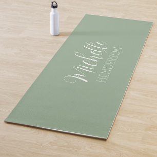 Personalised Name Monogram Sage Green Yoga Mat