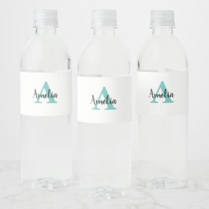 Personalised Name Monogram Script Water Bottle Label