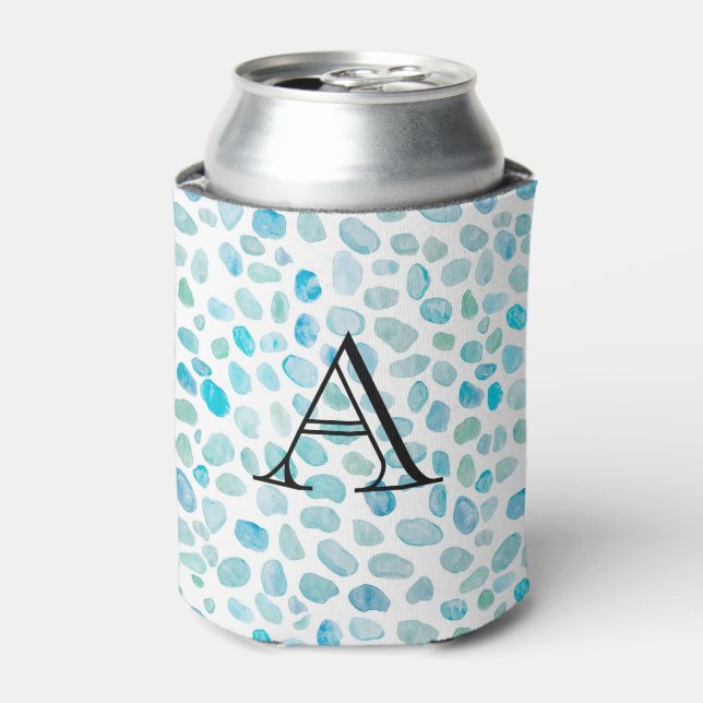 Personalised Name Monogram Sea Glass Can Cooler (Can Front)