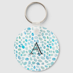 Personalised Name Monogram Sea Glass Key Ring