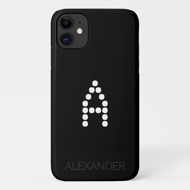 Personalised Name & Monogram Smart Font On Black Case-Mate iPhone Case (Back)