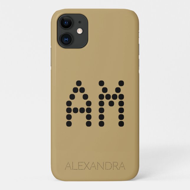 Personalised Name & Monogram Smart Font On Gold Case-Mate iPhone Case (Back)