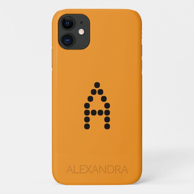 Personalised Name & Monogram Smart Font On Orange Case-Mate iPhone Case (Back)