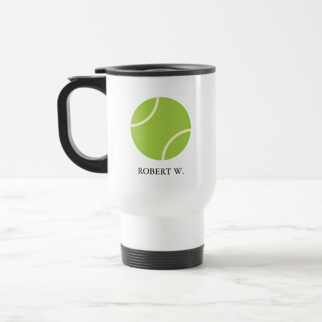 Personalised Name Monogram Tennis  Travel Mug (Left)