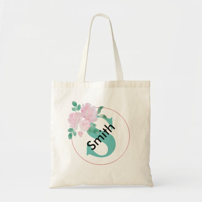Personalised name monogram tote bag (Front)