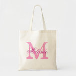 Personalised name monogram tote bag in pink<br><div class="desc">Personalised name monogram tote bag | pink and white colour. Elegant logo design with monogrammed letter initials.  Cute vintage gift idea for bride,  flower girls,  maid of honour and bridesmaids at weddings.</div>