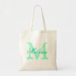 Personalised name monogram tote bag | Mint green<br><div class="desc">Personalised name monogram tote bag | mint green colour. Elegant logo design with monogrammed letter initials.  Cute vintage gift idea for bride,  flower girls,  maid of honour and bridesmaids at weddings.</div>