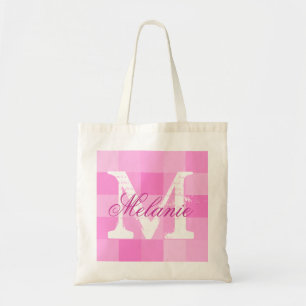 Personalised name monogram tote bag Pink mosaic