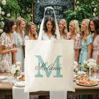 Personalised name monogram tote bag | Turquoise