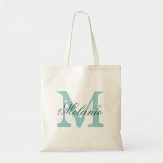 Personalised name monogram tote bag | Turquoise