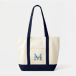 Personalised name monogram tote bags with pockets<br><div class="desc">Personalised name monogram tote bags with pockets. Navy blue and white colour. Elegant logo design with monogrammed letter initials.  Cute vintage favour gift idea for bride,  flower girls,  maid of honour,  mother of the bride and bridesmaids at weddings,  bridal shower or bachelorette party. Stylish script typography.</div>