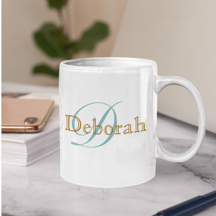 Personalised Name Monogram White Coffee Mug