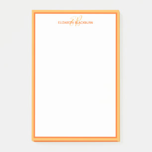 Personalised Name Monogrammed Initials Orange Chic Post-it Notes