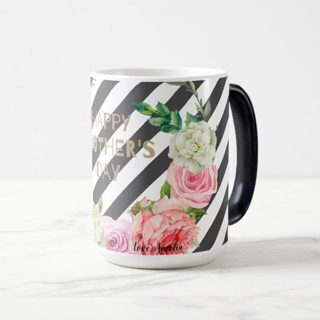 Personalised name Mother's Day Floral Custom gift Magic Mug (Front Right)