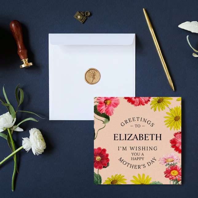 Personalised Name - Mother's Day Wishes Floral  Holiday Card (Creator Uploaded)